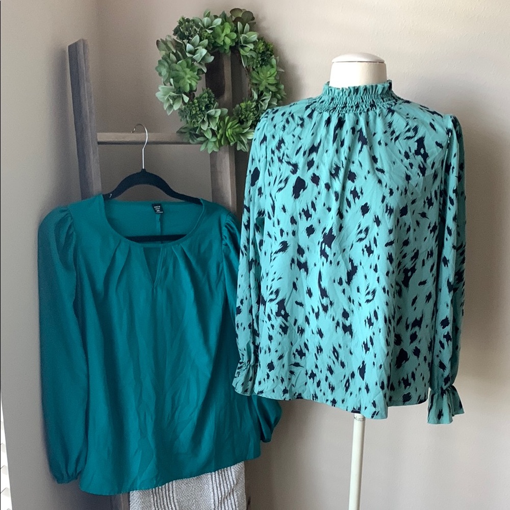 SHEIN green blouses